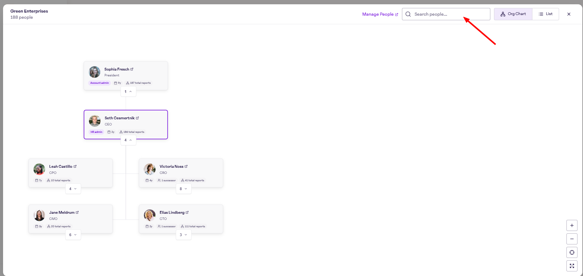 Org Chat Search Bar